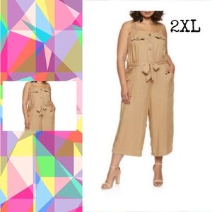 Plus Size Zafari Jumpsuit capri length Button Front